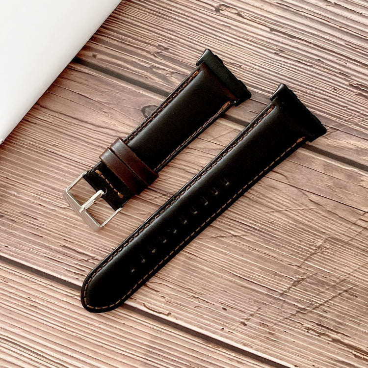 For OPPO Watch 41mm Crazy Horse Texture Leather Watch Band(Black)