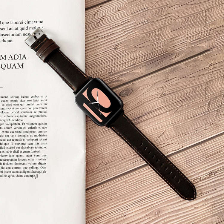 For OPPO Watch 41mm Crazy Horse Texture Leather Watch Band(Black)