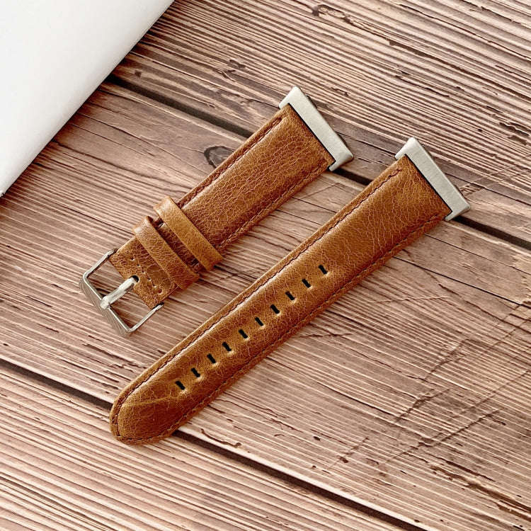 For OPPO Watch 41mm Crazy Horse Texture Leather Watch Band(Brown)