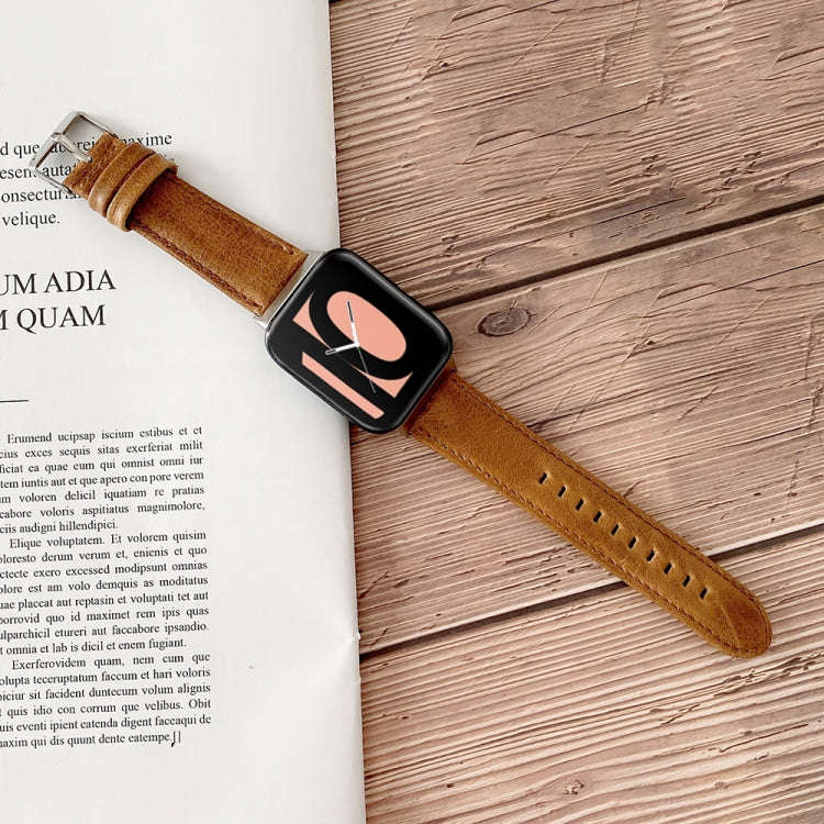 For OPPO Watch 41mm Crazy Horse Texture Leather Watch Band(Brown)