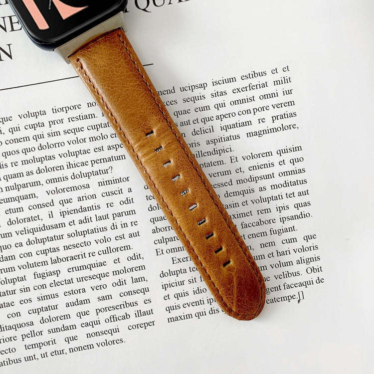 For OPPO Watch 41mm Crazy Horse Texture Leather Watch Band(Brown)