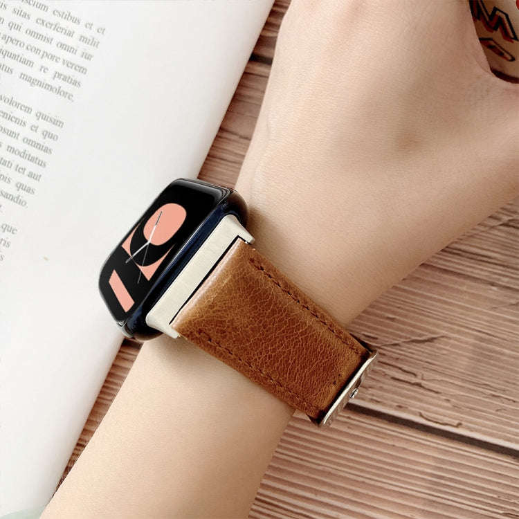 For OPPO Watch 41mm Crazy Horse Texture Leather Watch Band(Black)