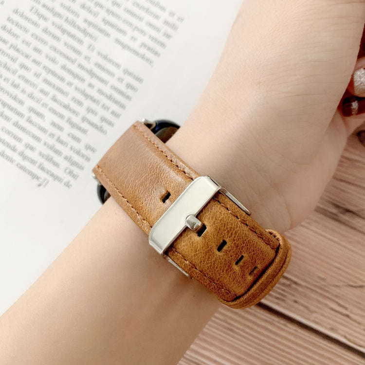 For OPPO Watch 41mm Crazy Horse Texture Leather Watch Band(Brown)