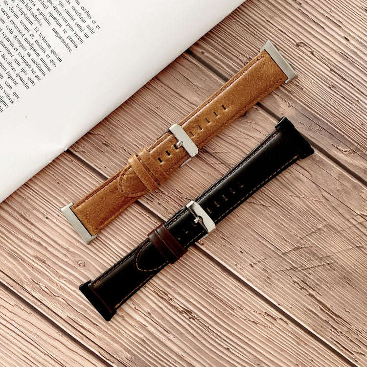 For OPPO Watch 41mm Crazy Horse Texture Leather Watch Band(Brown)