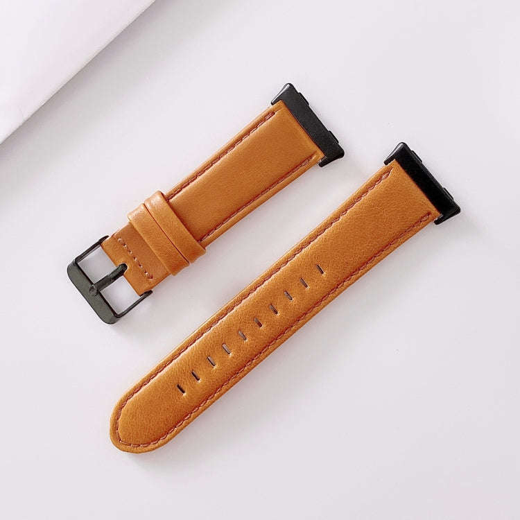 For OPPO Watch 46mm Plain Weave Leather Watch Band(Brown)