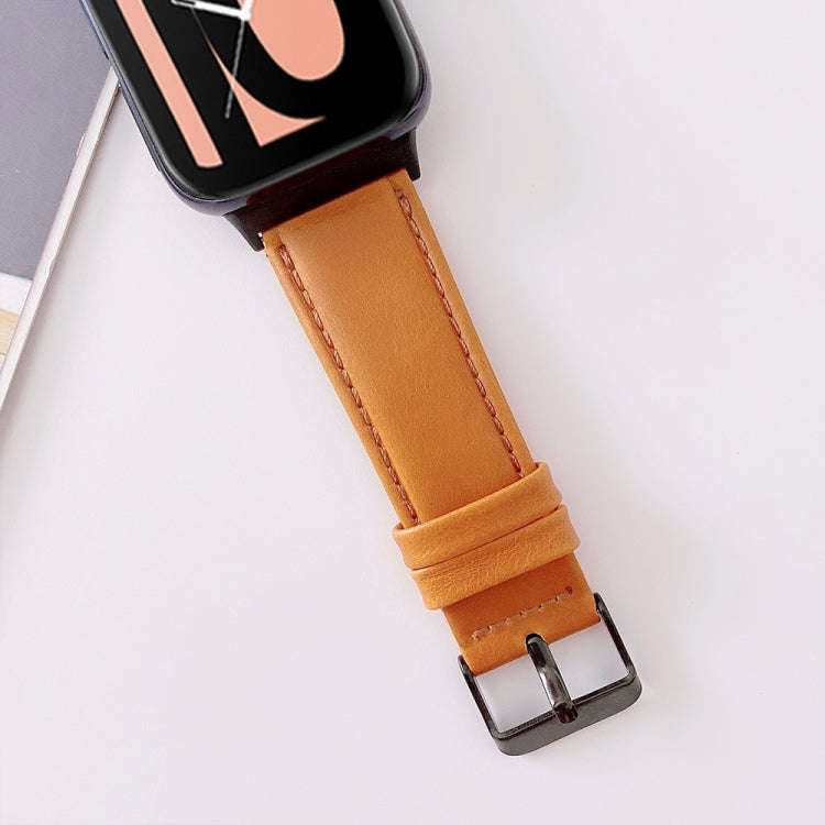 For OPPO Watch 46mm Plain Weave Leather Watch Band(Brown)