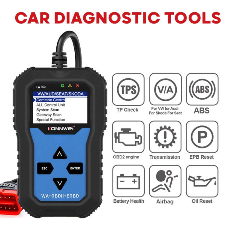 KONNWEI KW350 OBDII 12V Car Diagnostics Detector Scanner with 2 inch Black And White Display Scre...