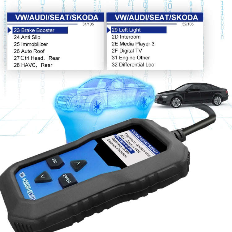 KONNWEI KW350 OBDII 12V Car Diagnostics Detector Scanner with 2 inch Black And White Display Scre...