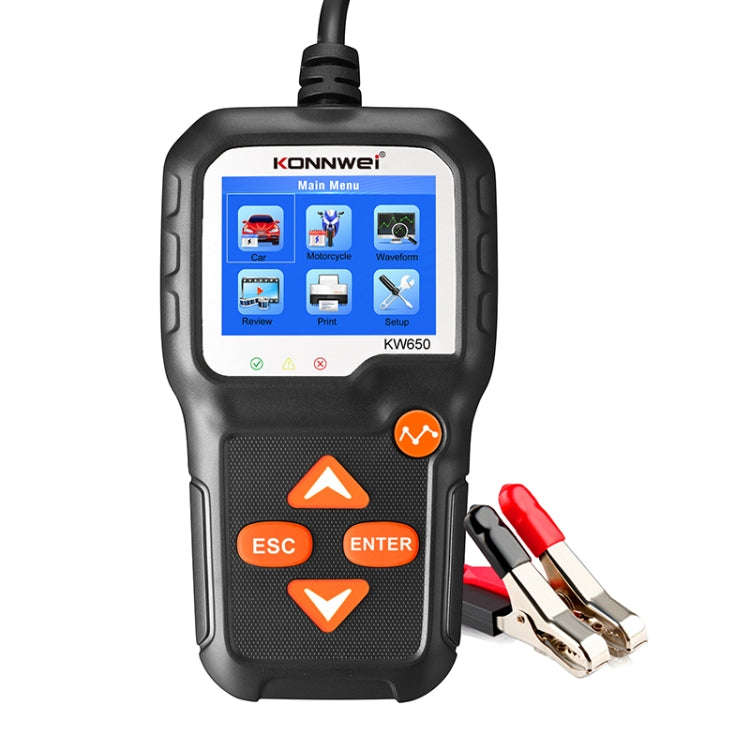 KONNWEI KW650 6V- 12V Car Motorcycle Battery Lawn Mower Detector with 2.4 inch Color Display & Wa...