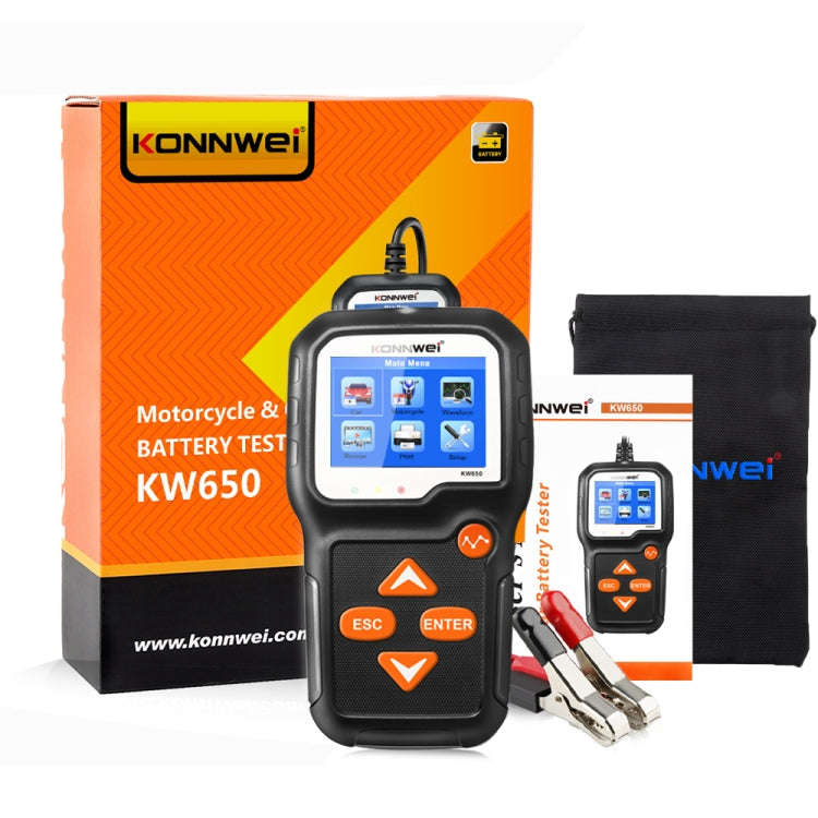 KONNWEI KW650 6V- 12V Car Motorcycle Battery Lawn Mower Detector with 2.4 inch Color Display & Wa...