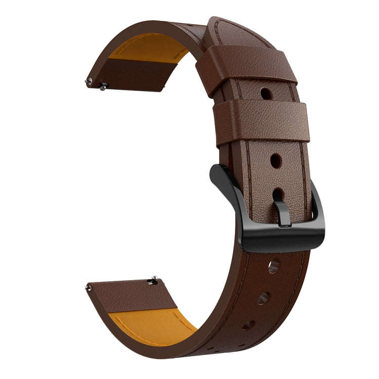 For Samsung Galaxy Watch 3 45mm Round Hole Line Leather Watch Band(Coffee Leather Line Orange Point)