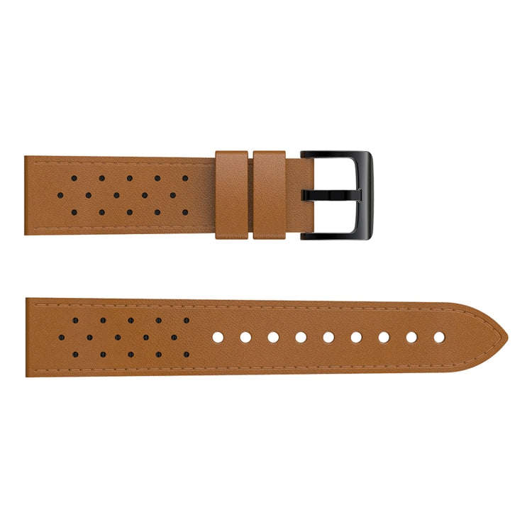 For Samsung Galaxy Watch 3 45mm Round Hole Line  Leather Watch Band(Brown Leather Line Black Point)