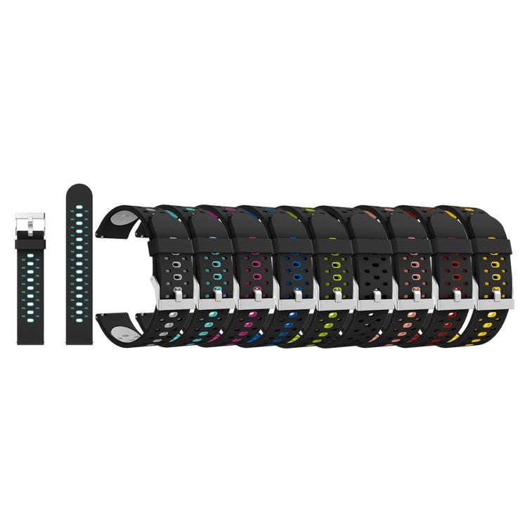 For Samsung Galaxy Watch 3 41mm Three Row Holes Silicone Watch Band(Black Green)