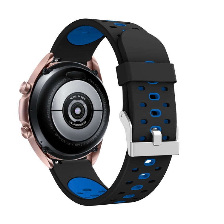 For Samsung Galaxy Watch 3 41mm Three Row Holes Silicone Watch Band(Blue Blue)