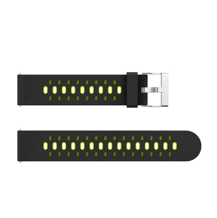 For Samsung Galaxy Watch 3 41mm Three Row Holes Silicone Watch Band(Black Fluorescent Green)