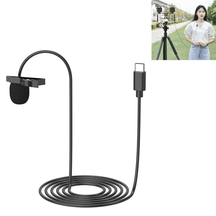 YELANGU MY2-C Type-C Interface Live Broadcast Interview Mobile Phone Single Clip Lavalier Microph...
