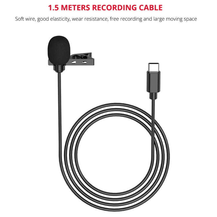 YELANGU MY2-C Type-C Interface Live Broadcast Interview Mobile Phone Single Clip Lavalier Microph...