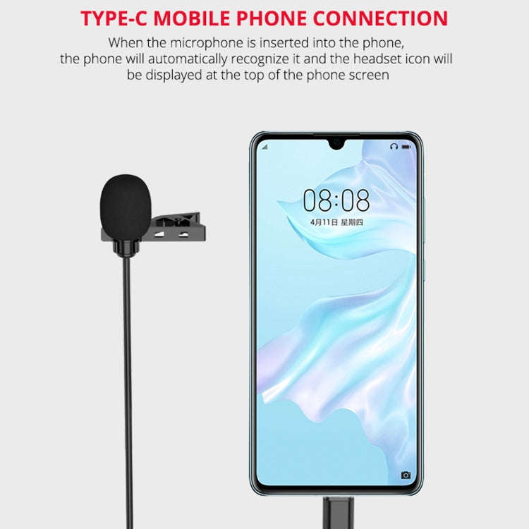 YELANGU MY2-C Type-C Interface Live Broadcast Interview Mobile Phone Single Clip Lavalier Microph...