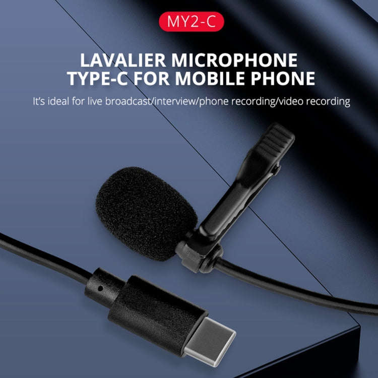 YELANGU MY2-C Type-C Interface Live Broadcast Interview Mobile Phone Single Clip Lavalier Microph...