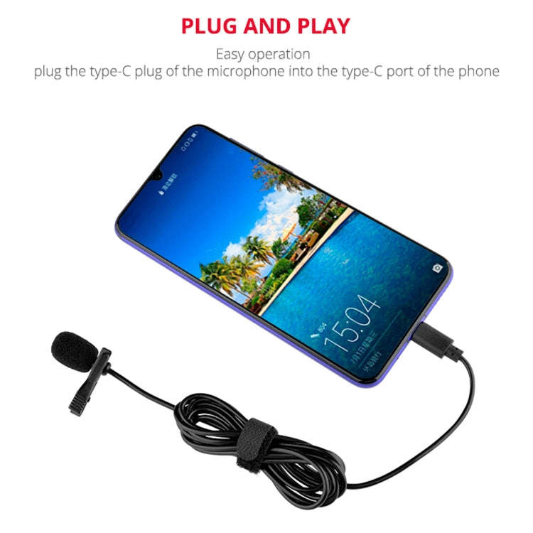 YELANGU MY2-C Type-C Interface Live Broadcast Interview Mobile Phone Single Clip Lavalier Microph...
