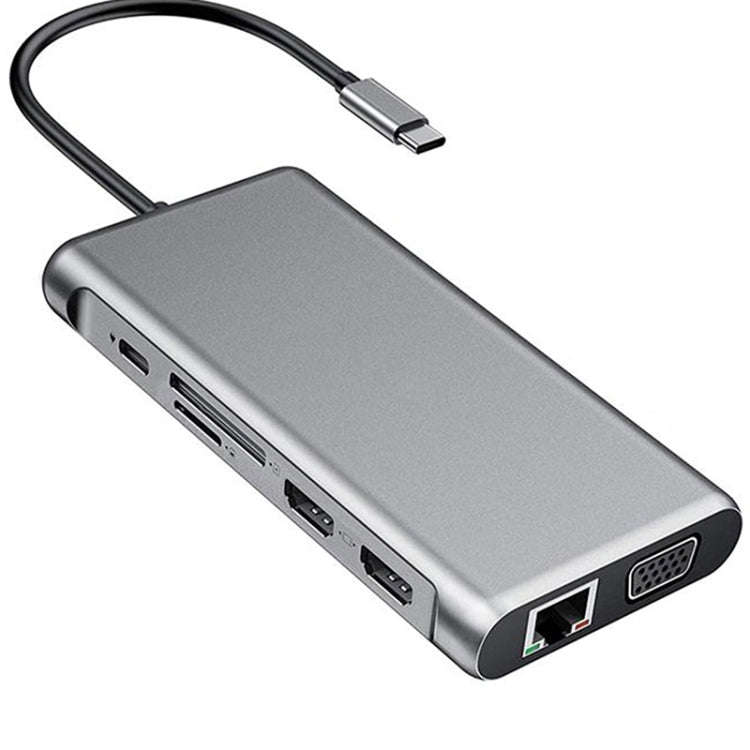 12 in 1 HDMI x2 + USB3.0 + USB2.0 + PD Charging + VGA + RJ45 + 3.5mm Jack + TF/SD x2 Type-C / USB...