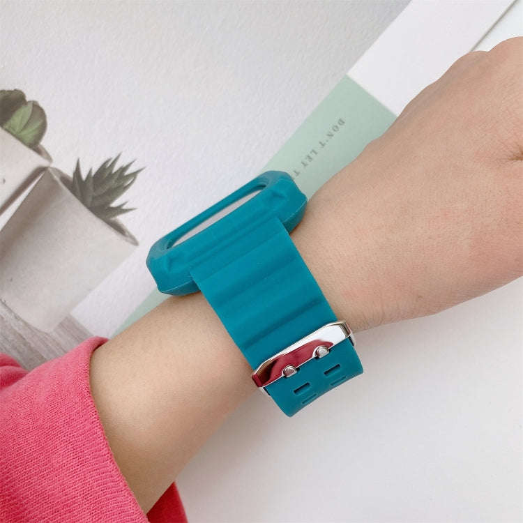 For Fitbit Versa 3 3D Silicone Integrated Watch Band(Lake Blue)