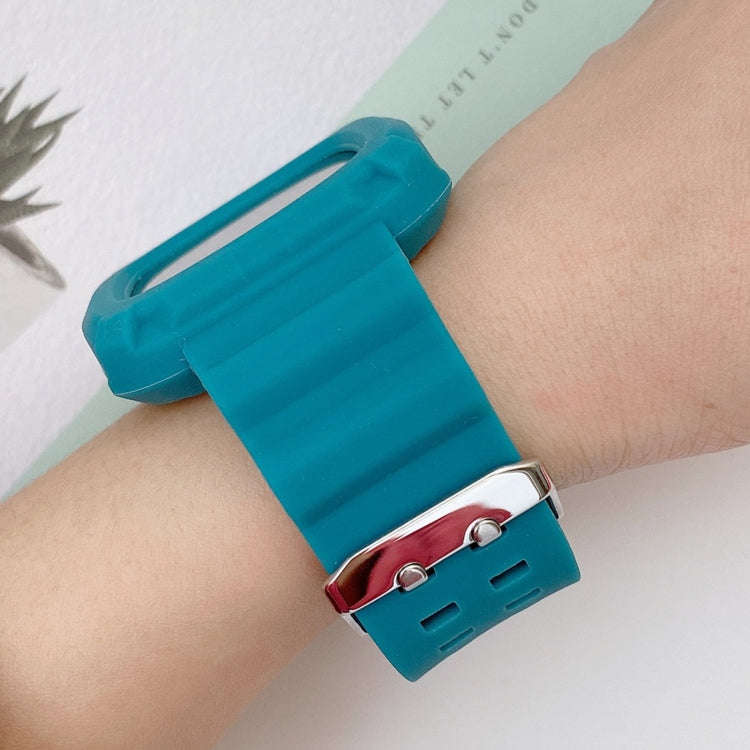 For Fitbit Versa 3 3D Silicone Integrated Watch Band(Lake Blue)
