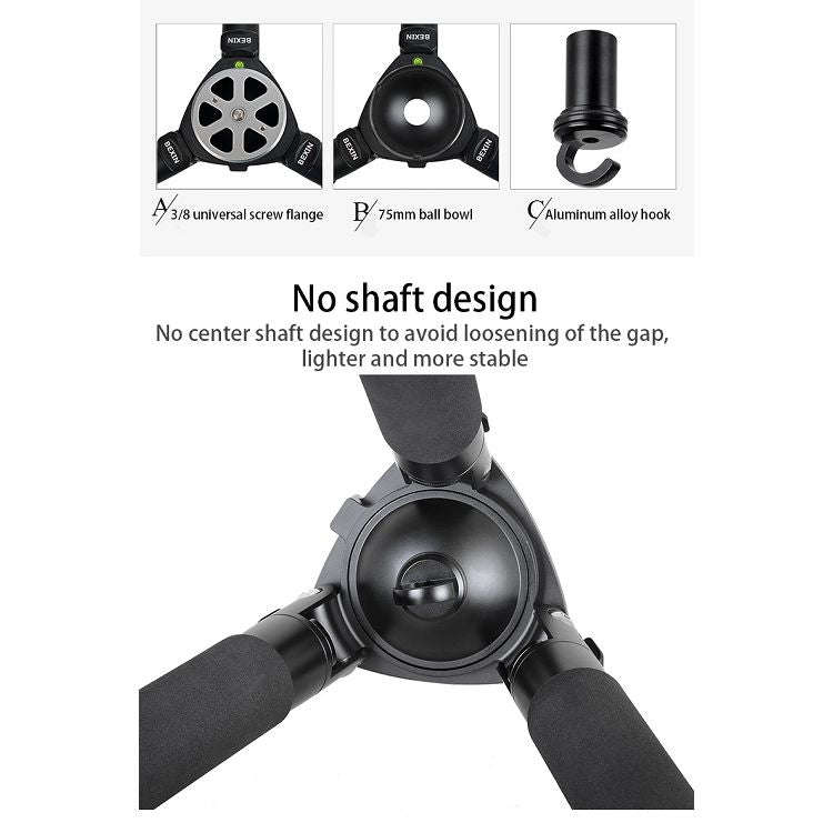 BEXIN ST364C Rugged Camcorder Photographic Carbon Fiber Big Tripod, Max Tube: 36mm