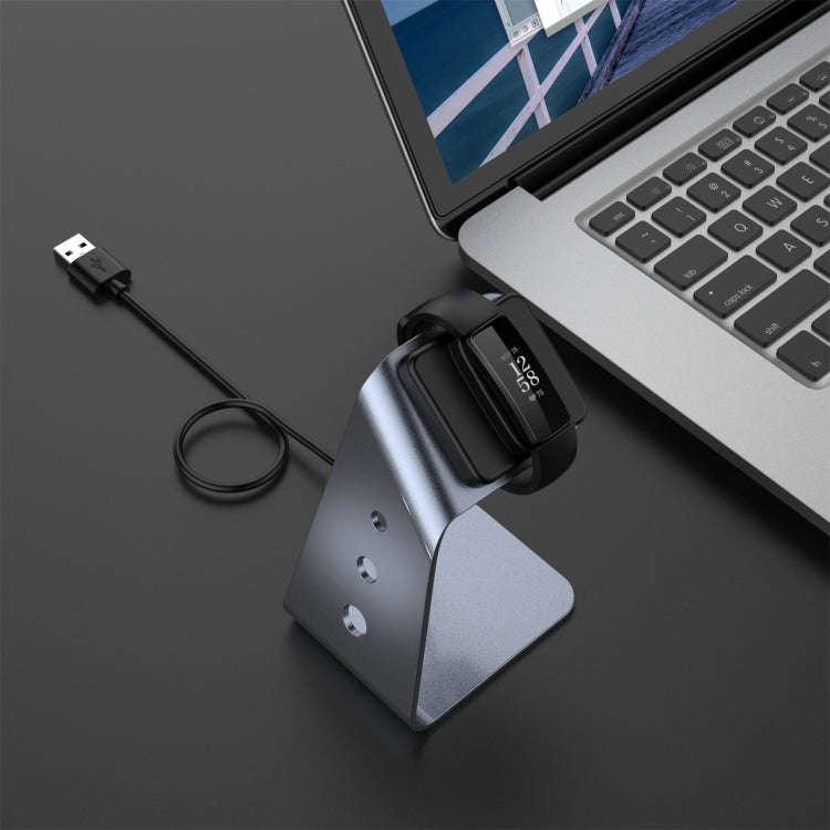 For Fitbit Inspire 2 Aluminum Alloy Charger Holder with Chip Protection, Support Fast Charging(Grey)