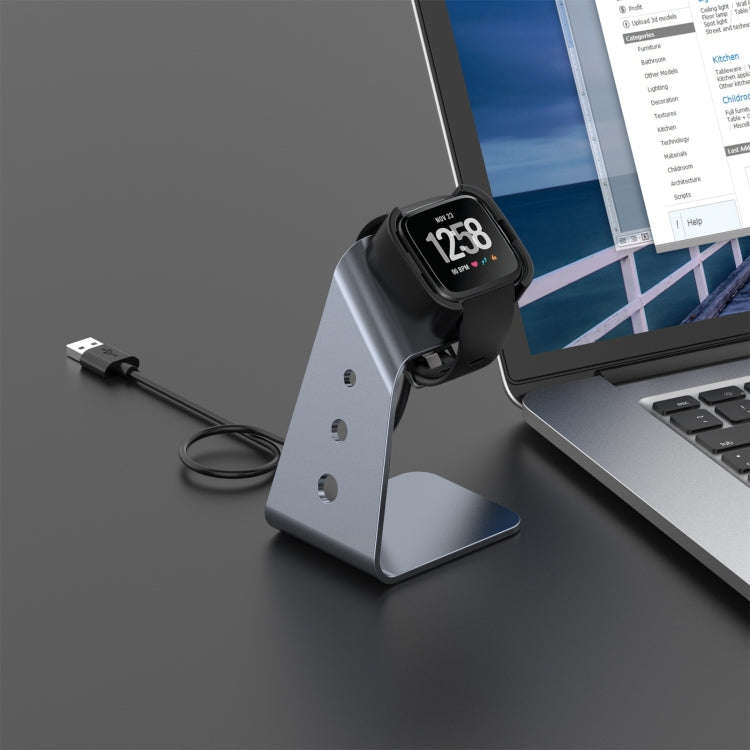 For Fitbit Versa 2 Universal Aluminum Alloy Charger Holder(Grey)