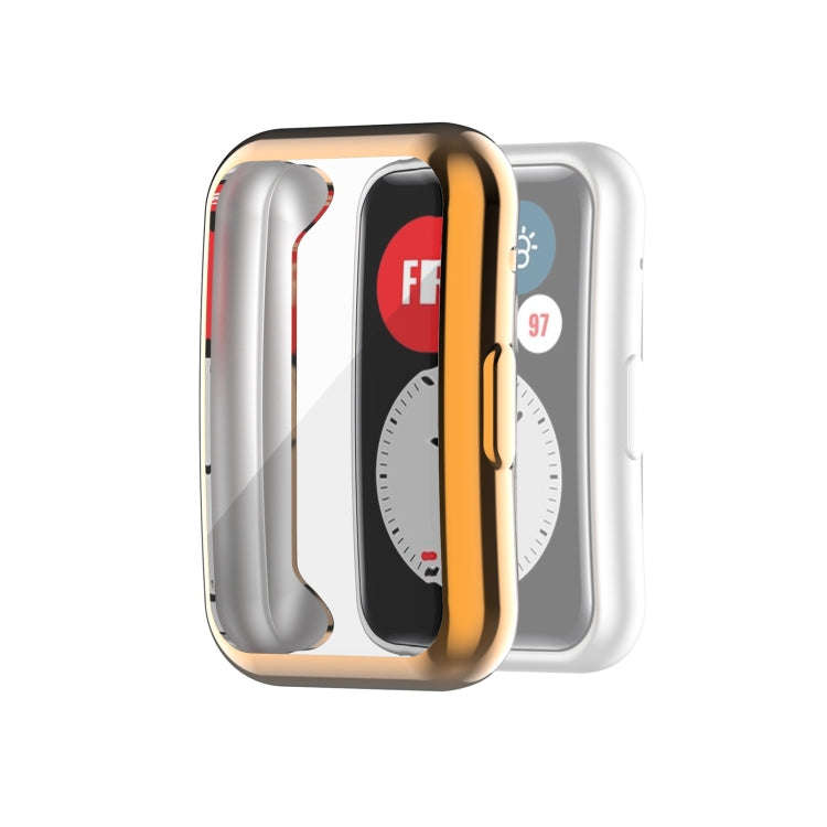 For Huawei Watch Fit Full Coverage TPU Protective Case Cover(Rose Gold)