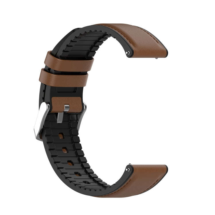 22mm Silicone Leather Watch Band for Huawei Watch GT 2 Pro(Brown)