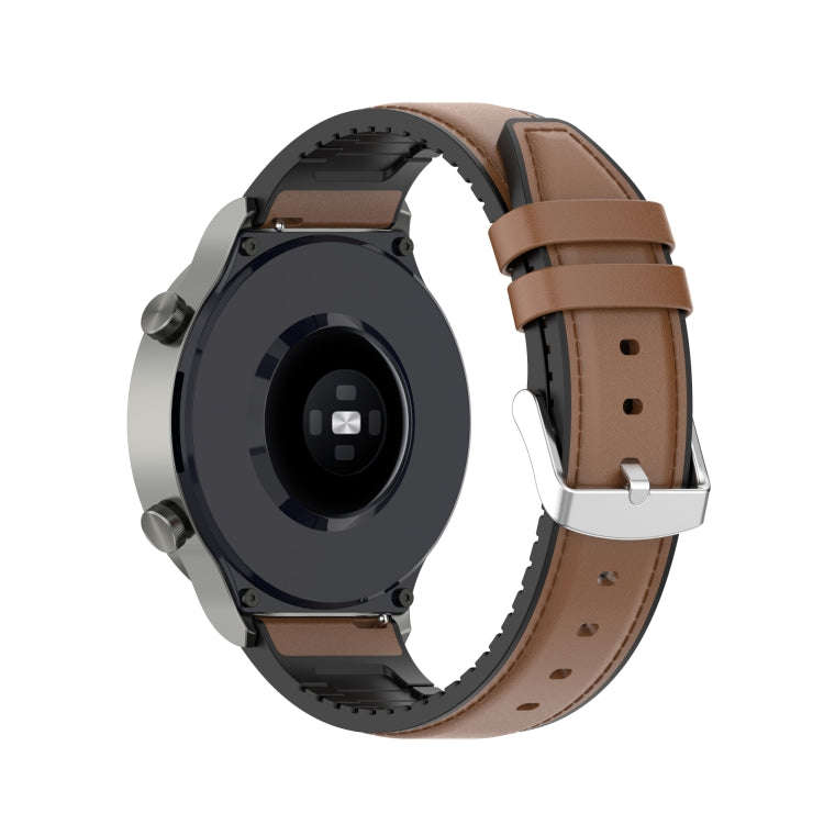 22mm Silicone Leather Watch Band for Huawei Watch GT 2 Pro(Brown)