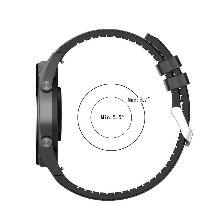 22mm Silicone Leather Watch Band for Huawei Watch GT 2 46mm(Brown)