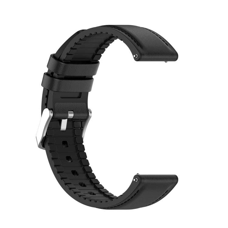 22mm Silicone Leather Watch Band for Samsung Galaxy Watch 3 45mm(Black)