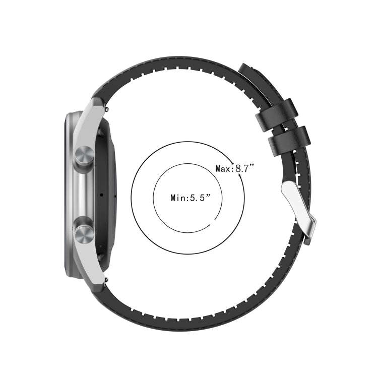 22mm Silicone Leather Watch Band for Samsung Galaxy Watch 3 45mm(Black)