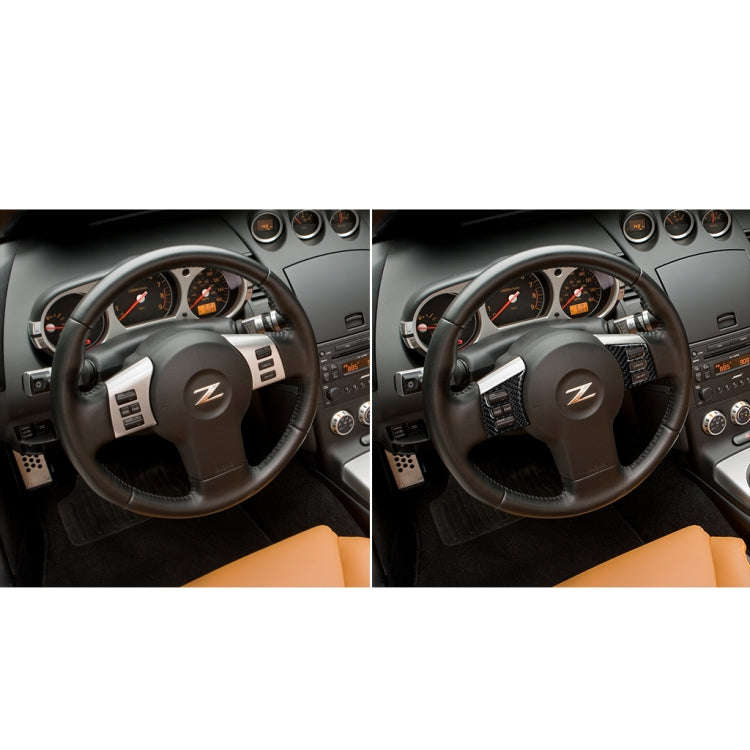 Car Carbon Fiber Steering Wheel Button Frame Decorative Sticker for Nissan 350z 2006-2009