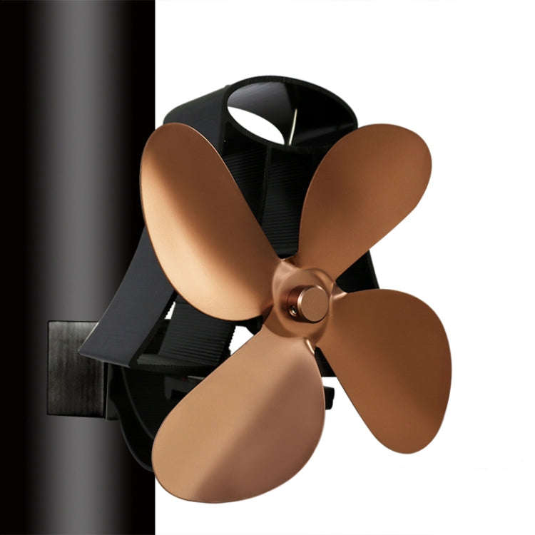 YL-105 4-Blade Aluminum Heat Powered Fireplace Stove Fan(Bronze)