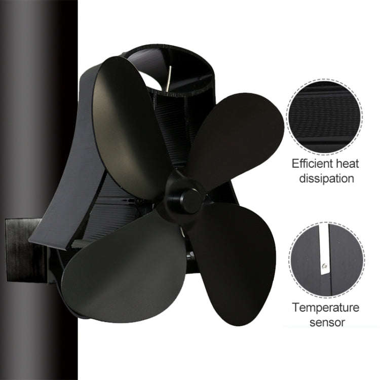 YL-105 4-Blade Aluminum Heat Powered Fireplace Stove Fan(Rose Red)
