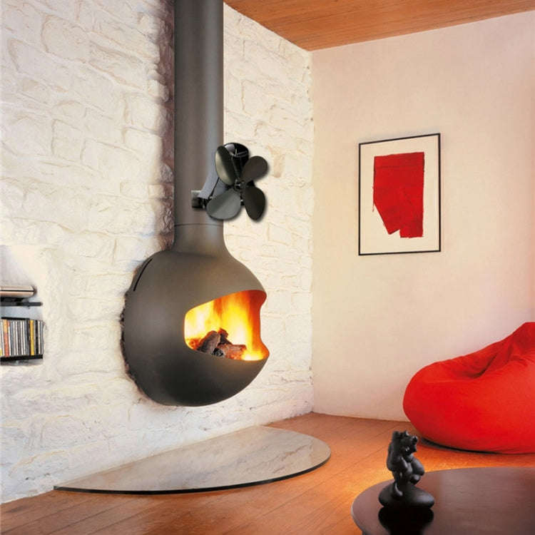 YL-105 4-Blade Aluminum Heat Powered Fireplace Stove Fan(Rose Red)