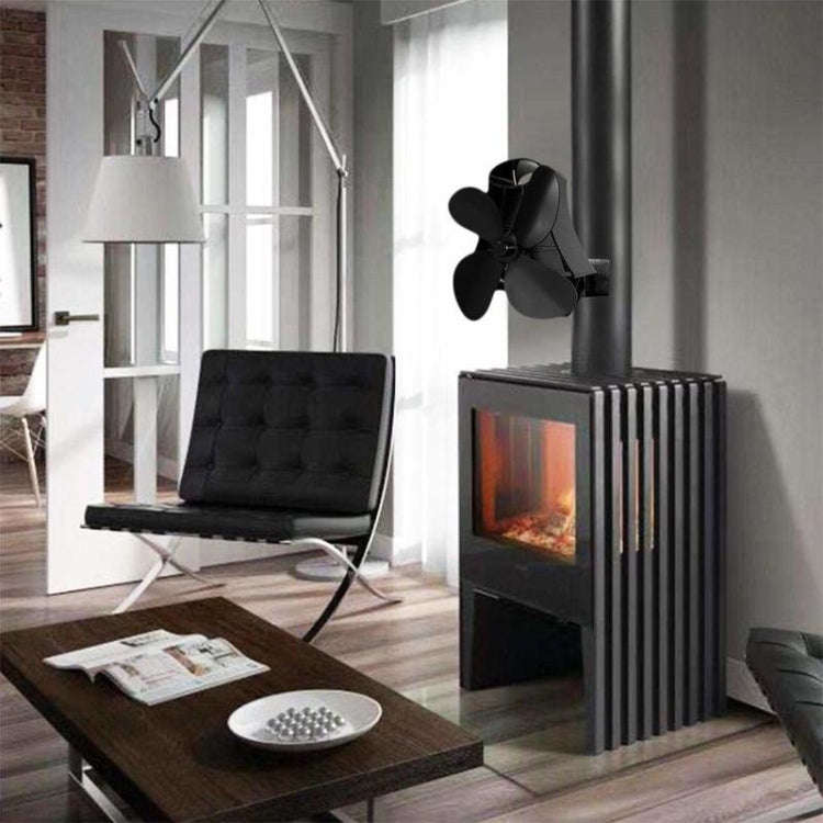 YL-105 4-Blade Aluminum Heat Powered Fireplace Stove Fan(Rose Red)