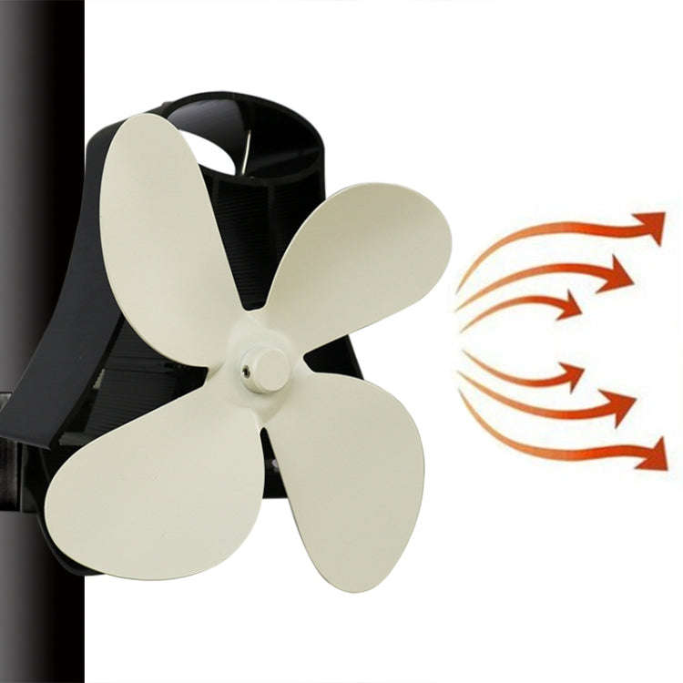 YL-105 4-Blade Aluminum Heat Powered Fireplace Stove Fan(White)