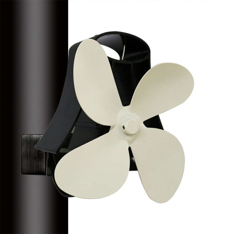 YL-105 4-Blade Aluminum Heat Powered Fireplace Stove Fan(White)
