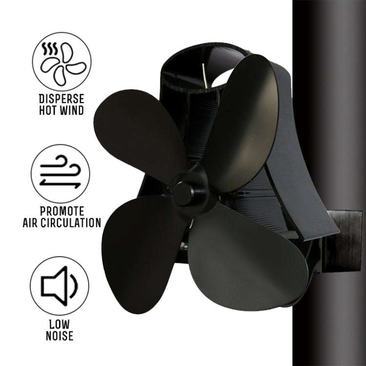 YL-105 4-Blade Aluminum Heat Powered Fireplace Stove Fan(White)