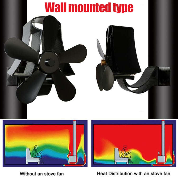 YL-106 5-Blade High Temperature Aluminum Heat Powered Fireplace Stove Fan(Black)