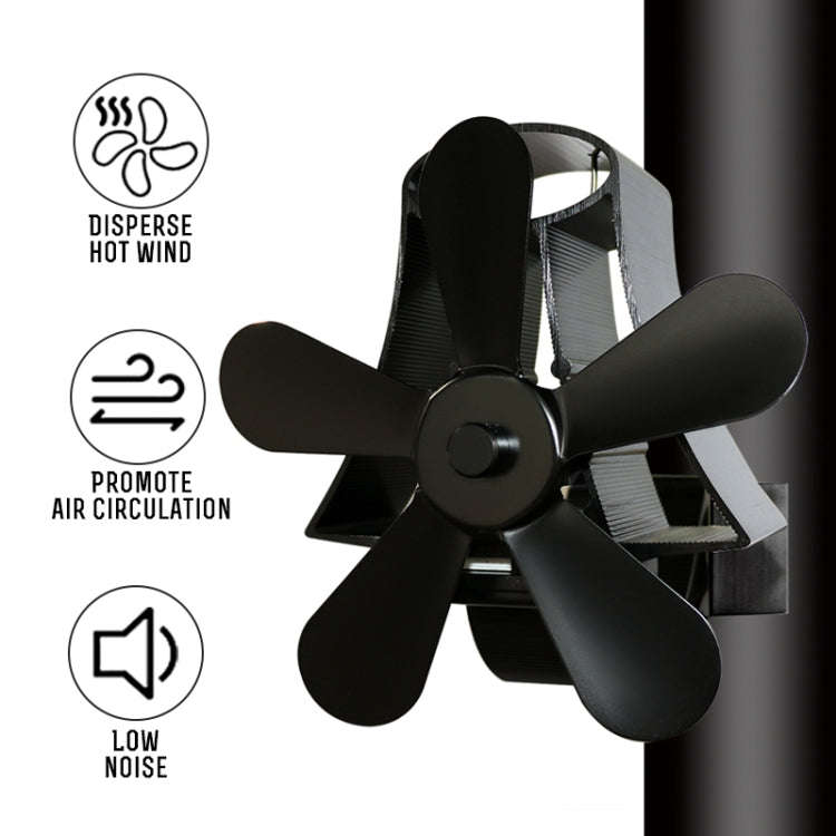 YL-106 5-Blade High Temperature Aluminum Heat Powered Fireplace Stove Fan(Bronze)