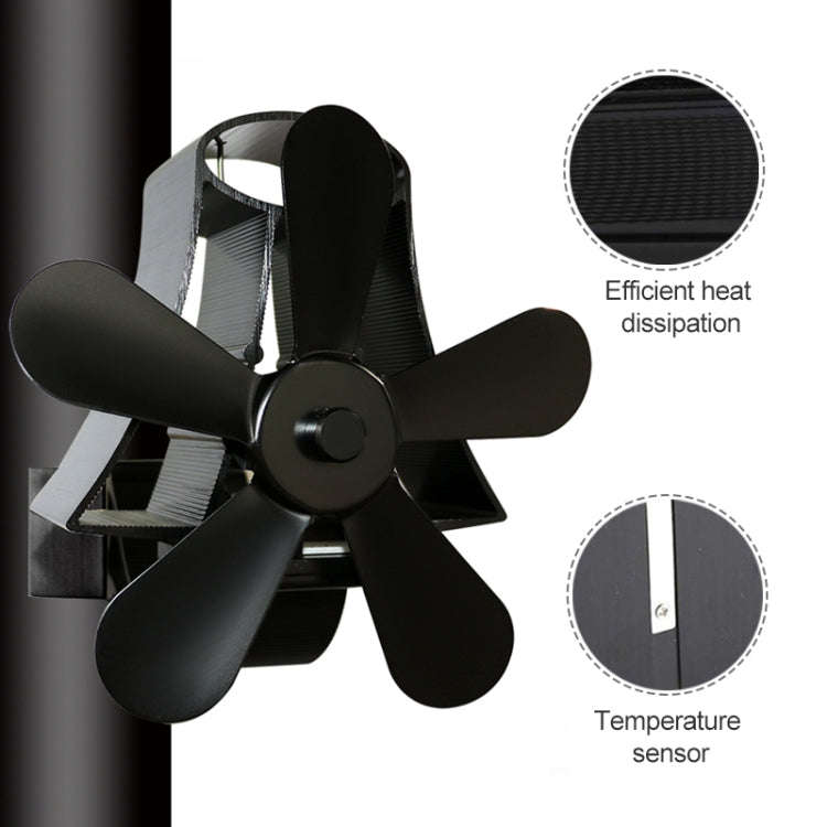 YL-106 5-Blade High Temperature Aluminum Heat Powered Fireplace Stove Fan(Bronze)