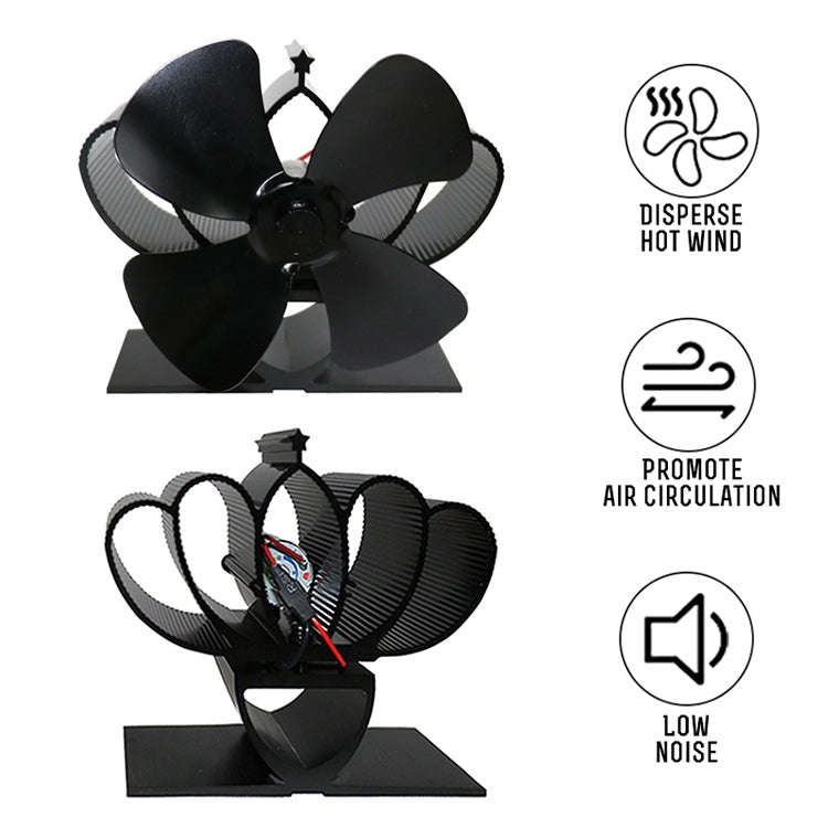 YL201 4-Blade High Temperature Metal Heat Powered Fireplace Stove Fan (Bronze)
