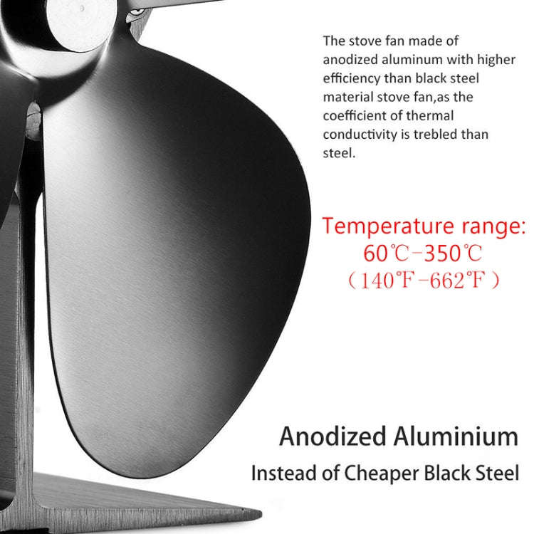 YL401 3-Blade High Temperature Metal Heat Powered Fireplace Stove Fan (Silver)