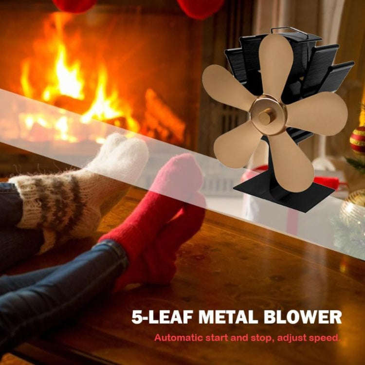 YL602 5-Blade High Temperature Metal Heat Powered Fireplace Stove Fan (Silver)